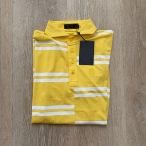 G/FORE Offset Stripe‎ "Cyber" Tech Pique Golf Polo Mens S Modern Spread Collar